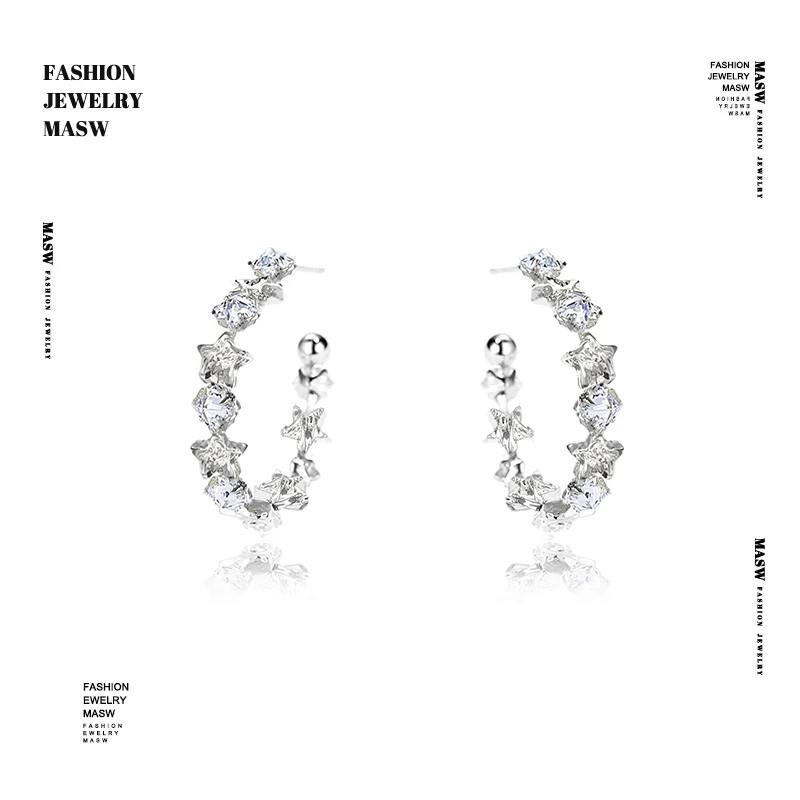 

MASW Original Design Delicate Luxury Temperament Star Earrings For Women Party Gifts Modern Jewelry Popular Accessories