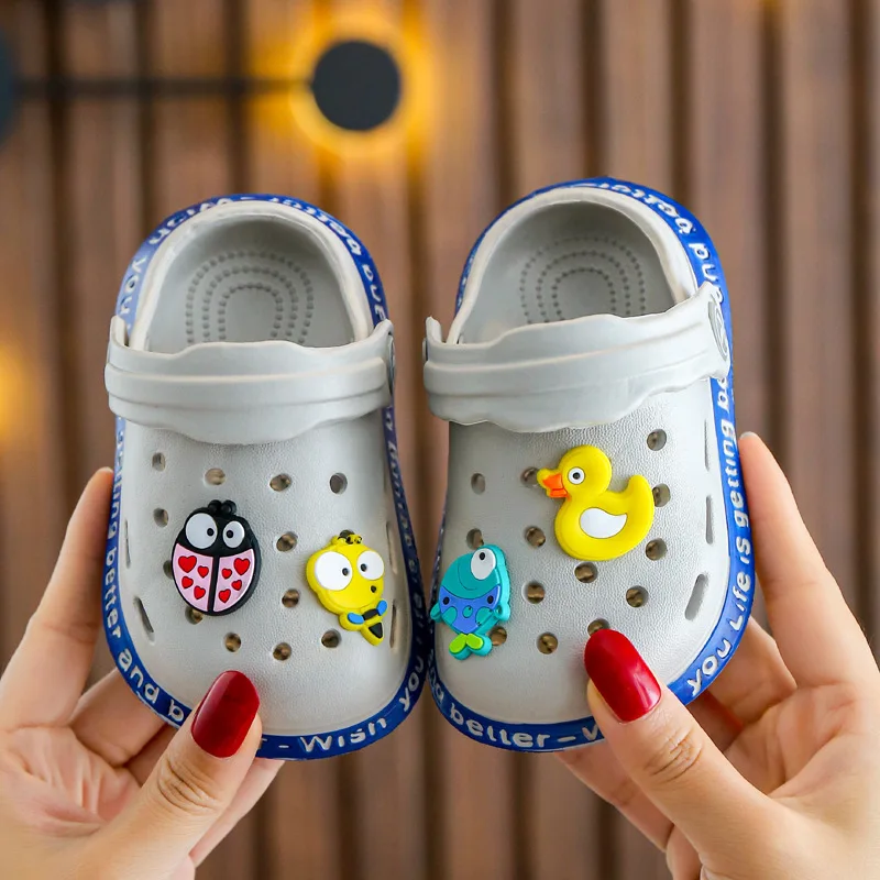 Summer Sandals kids Mules Baby Girls Boys  Cartoon Baby Sandals Solid Flat Heels Cartoon Slippers Children\'s Garden Shoes