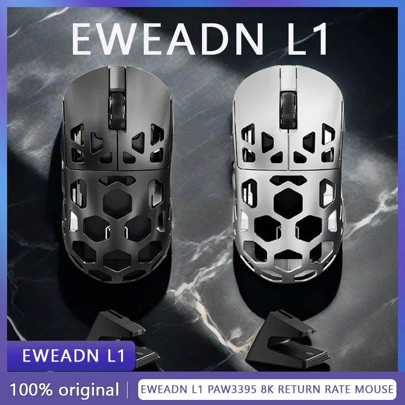 

EWEADN L1 mouse PAW3395 three mode 8K return rate magnesium alloy Lightweight Office gaming and esports mouse hollow out mouse