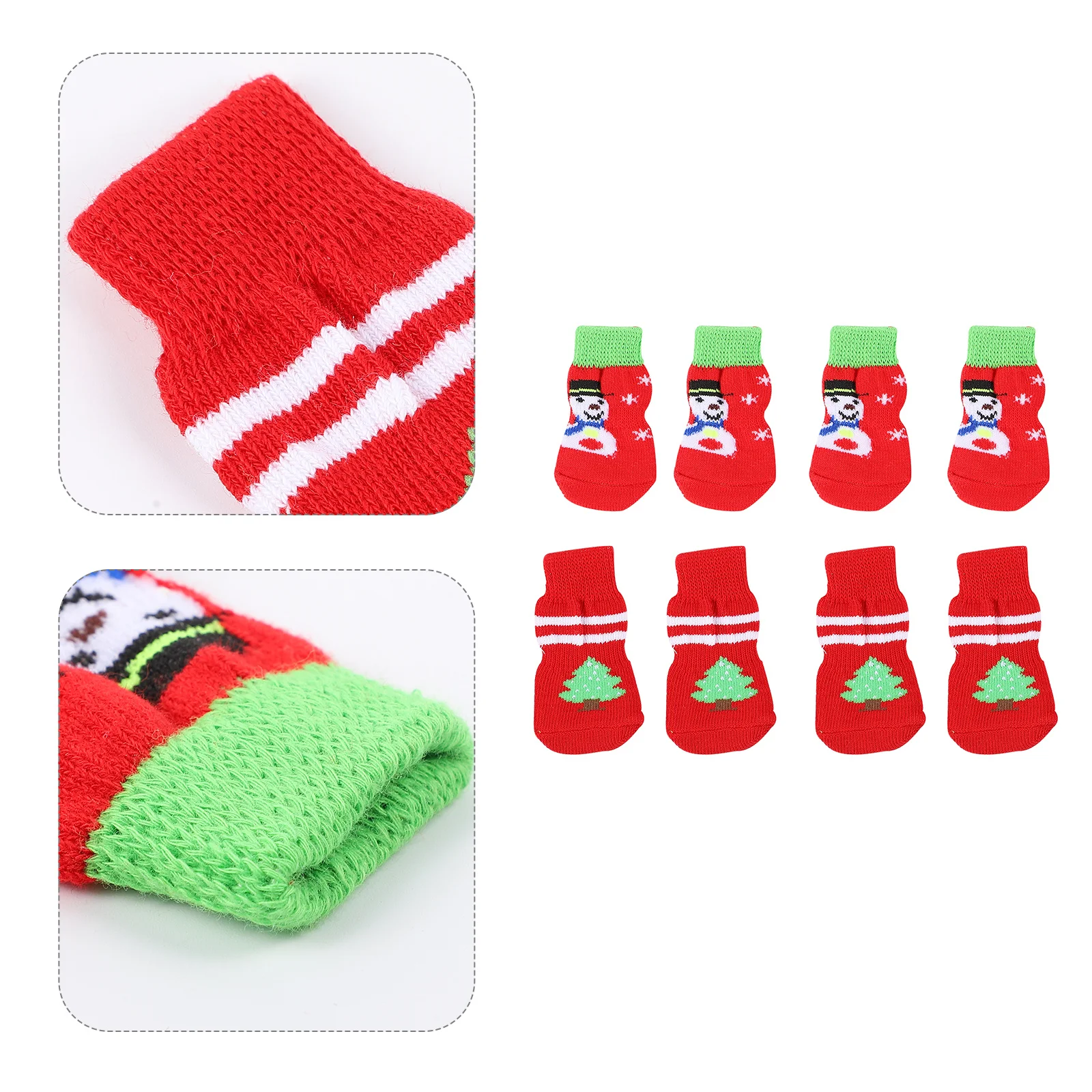 

8Pcs Pet Warm Socks Anti-Skid Dog Socks Christmas Paw Protectors Non-Slip Footwear Pet Paw Protectors Dog Footwear