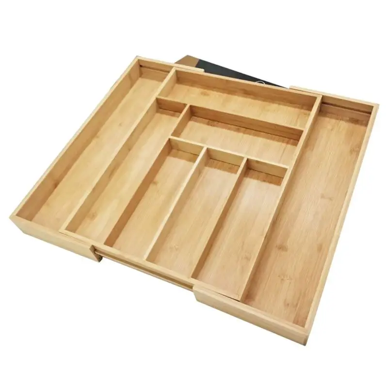 

SEWS-Bamboo Wood Drawer Organizer Adjustable Cutlery Tray For Utensil Holder, Expandable Divider For Tool Storage