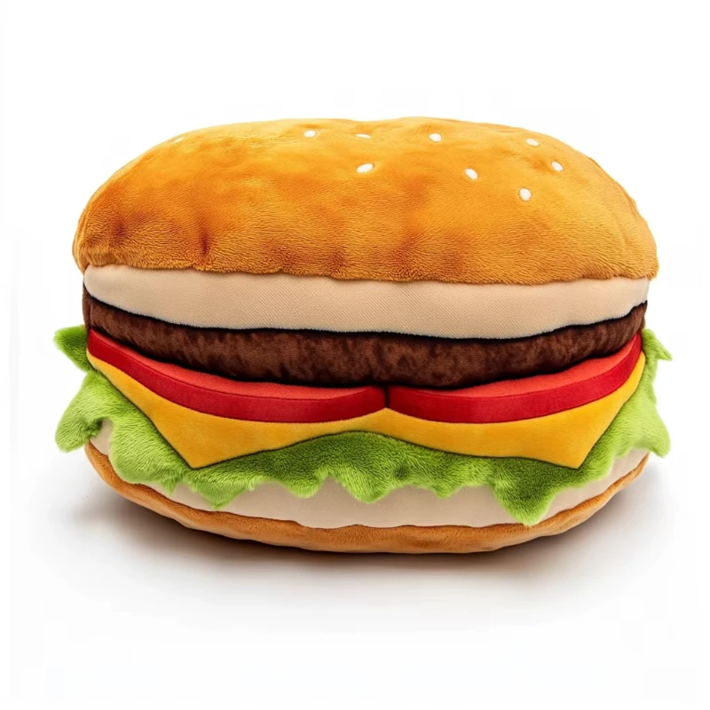 

Custom logo fast food burger series plush pillow