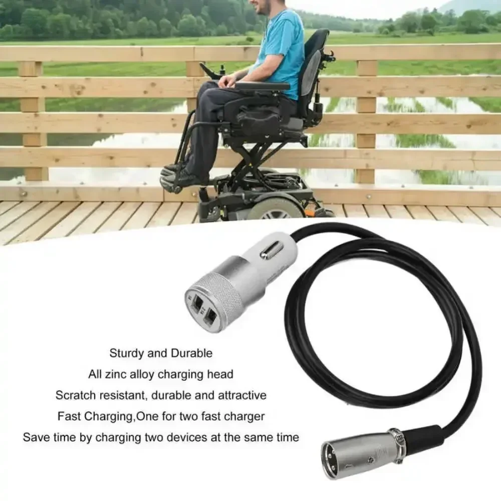 Wheelchair Charger Lightweight Universal Design 1 for 2 USB Portable Electric Wheelchair Scooter Fast Charger Golf Cart Chargers