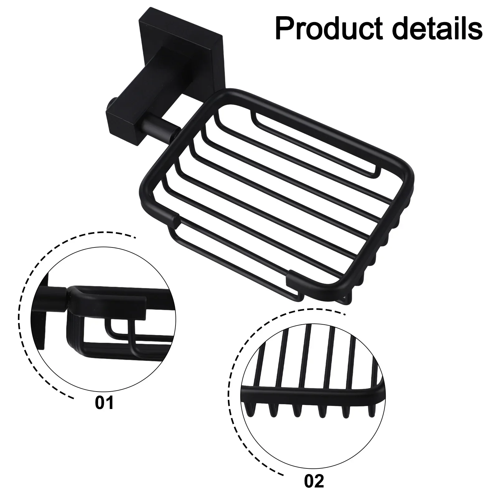 

Space Aluminum Soap Dish Bathroom Shower Basket Bathroom Organization Black Easy Clean Space Aluminum Tray Anti-rust Material