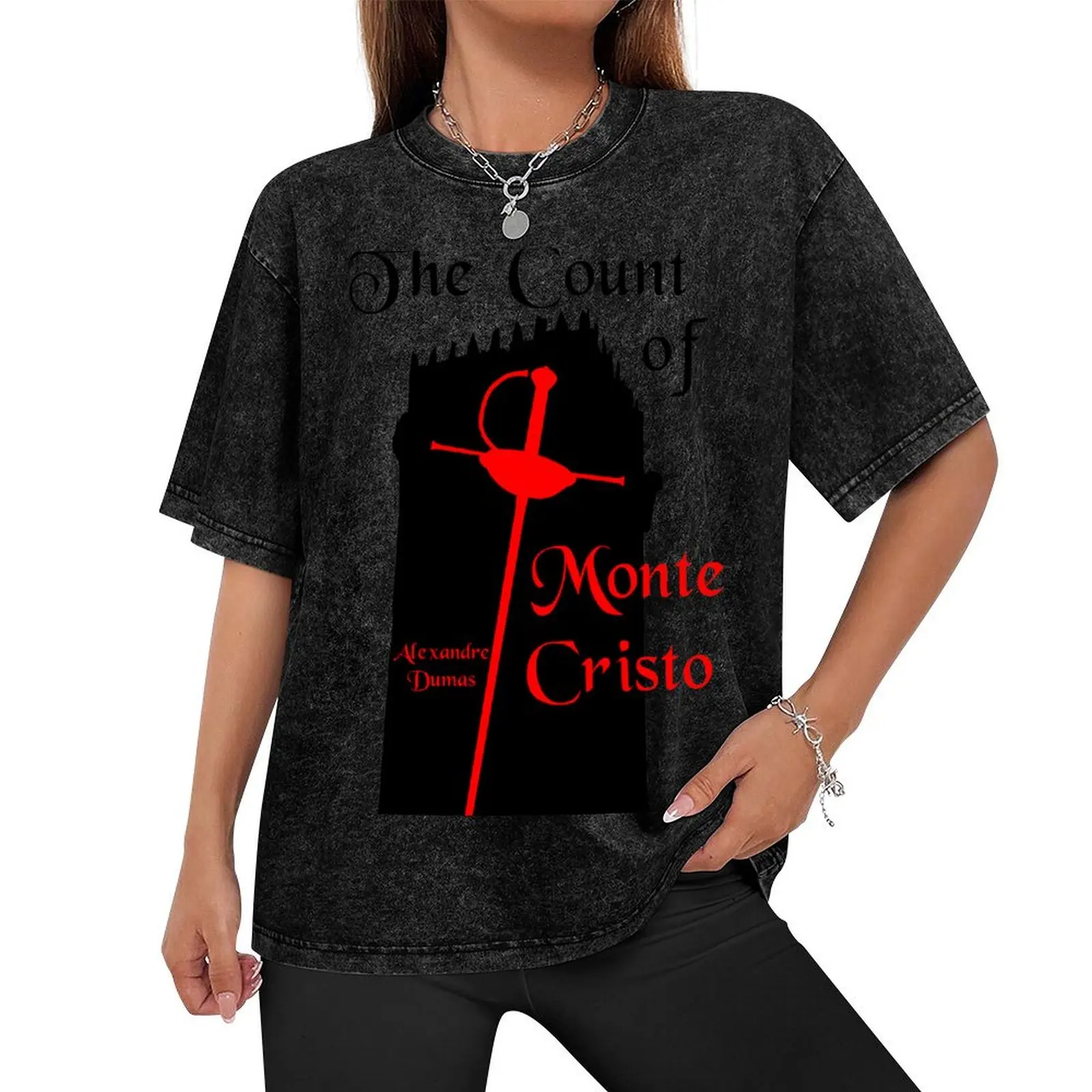 The Count of Monte Cristo Alexandre Dumas (black art) T-Shirt plus size clothes aesthetic clothes anime clothes men tshirt