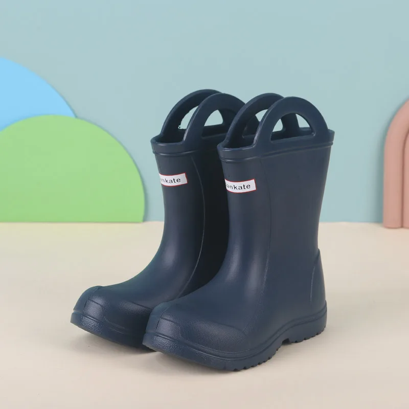 2025 New Solid Kids Rainboots Spring Autumn EVA Waterproof Boys Girls Rain Boots Soft Anti Slip Children Rain Boots