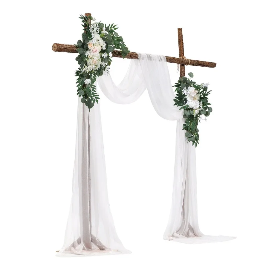 

Artificial Wedding Arch Flowers Kit Pack of 4 with 21Ft Wedding Arch Draping Fabric Arch Flowers for Wedding Ceremony and Rece