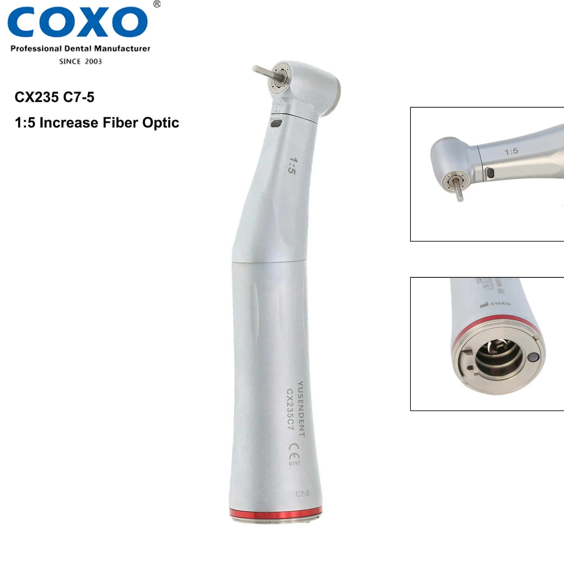 COXO Dental LED Fiber Optic Low Speed Handpiece Reduction /Increase Ratio Endodontic Contra Angle Handpiece E Type Fit KAVO NSK