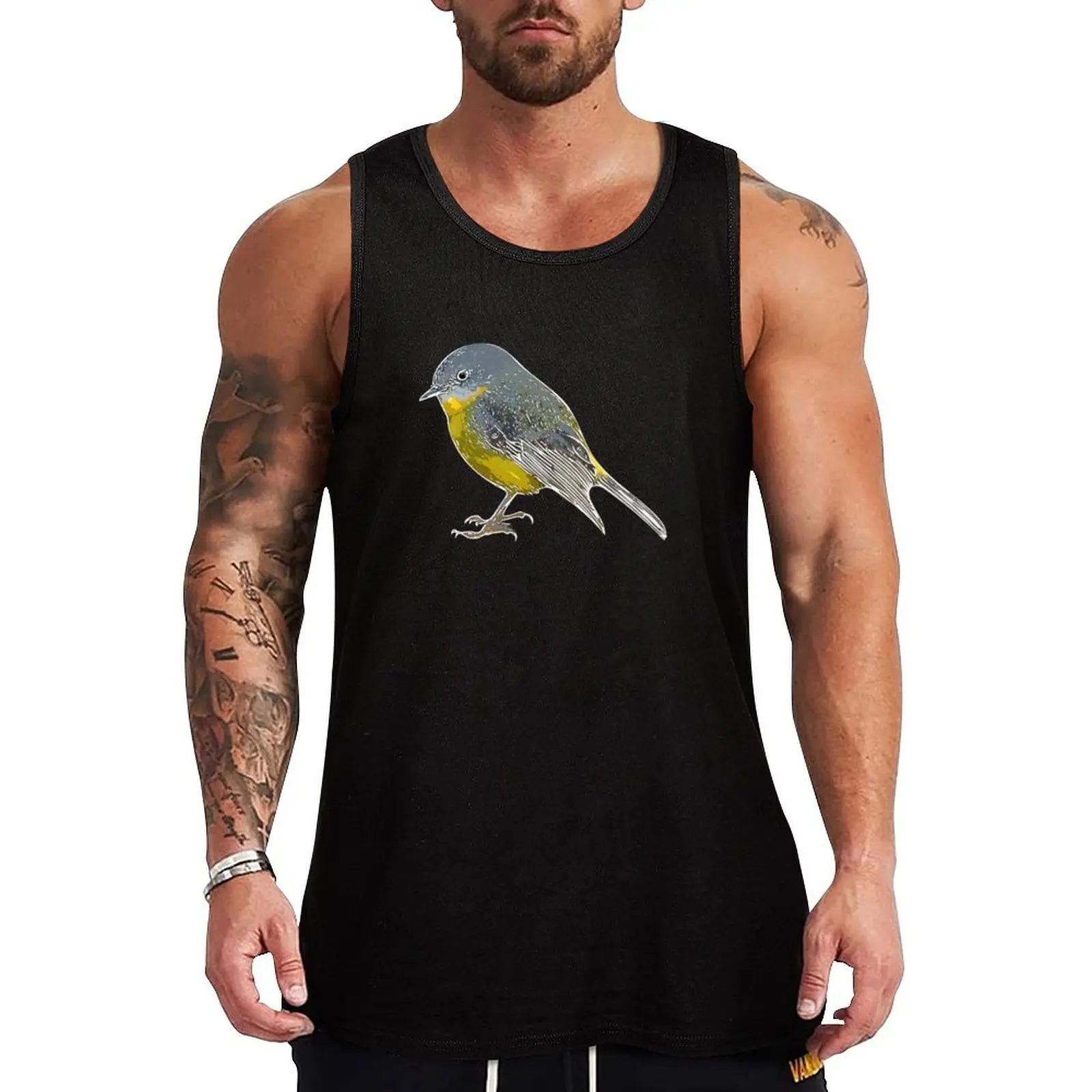 Eastern Yellow Robin White Alternate Design Tank Top Abstract Print Tank Top Casual Graphic Sleeveless