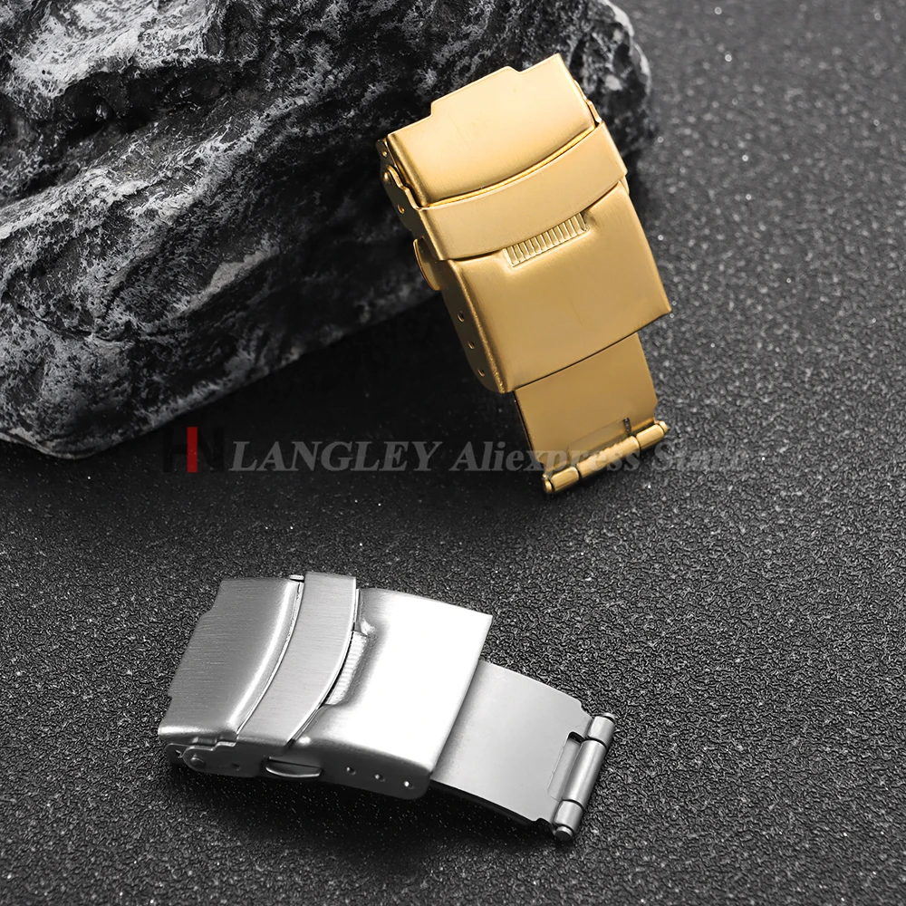 16 مللي متر 18 مللي متر 20 مللي متر 22 مللي متر الفولاذ المقاوم للصدأ للطي مشبك ل Seiko حزام المشبك نحى مزدوجة دفع زر أبازيم ساعة اكسسوارات