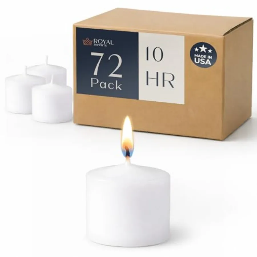 

White Votive Candles Unscented Candles for Wedding Centerpieces Pack of 72 Dripless Wax for Parties, Aromatherapy, Devotional,