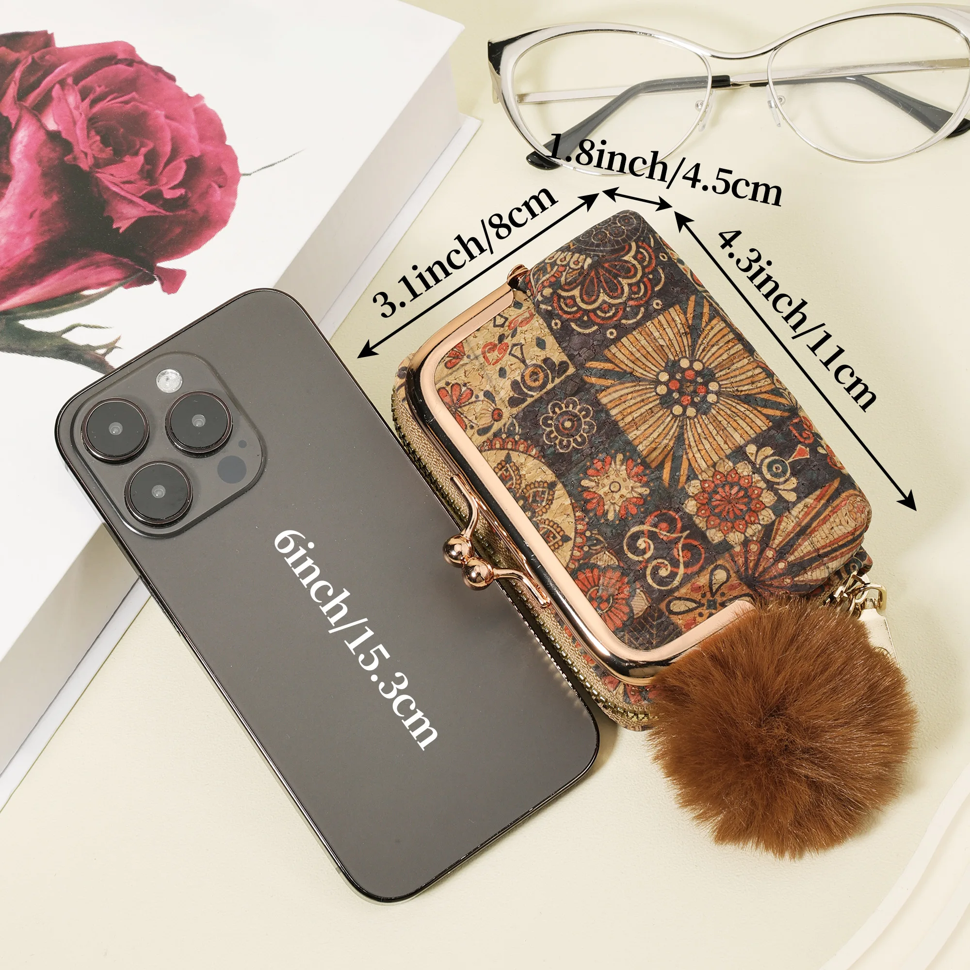 حامل بطاقات رفيع للغاية، يتميز بلمسة بوم بوم الأنيقة، ومحفظة بطاقات الائتمان النسائية، ومحفظة حامل بطاقات متعددة ذات سعة كبيرة، #6