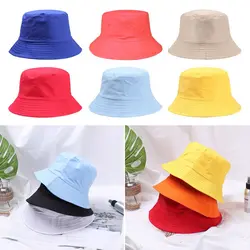 1PC Fisherman Cap Candy Color Practical Sun Caps Unisex Casual Cotton Bucket Hat Outdoor Sunscreen Women Men Fashion Accessories