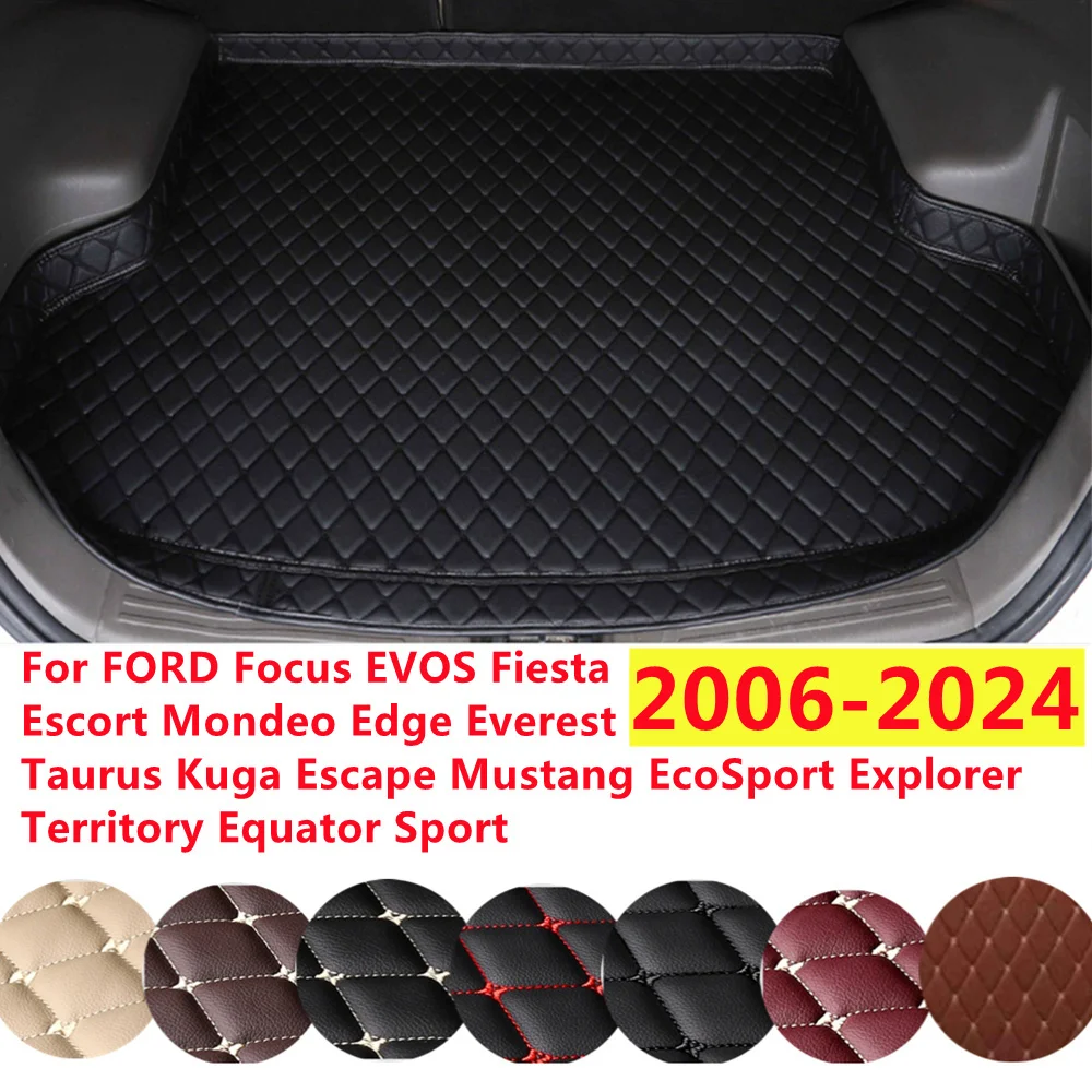 YJ High Side XPE Leather Car Trunk Mat AUTO Fit For FORD Focus EVOS Fiesta Escort Mondeo Edge Everest Taurus Kuga Escape Mustang