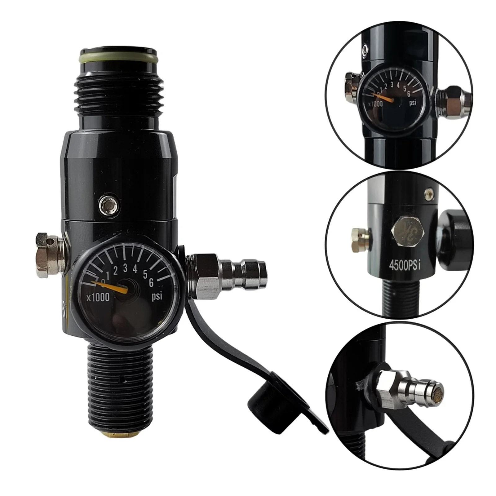 Magnetventil M18X1.5 or 5/8-18UNF Thread 4500psi HPA Air Tank Regulator with Output 800psi 1800psi Cylinder Pressure Reducing Valve Pneumatik — Detail 2