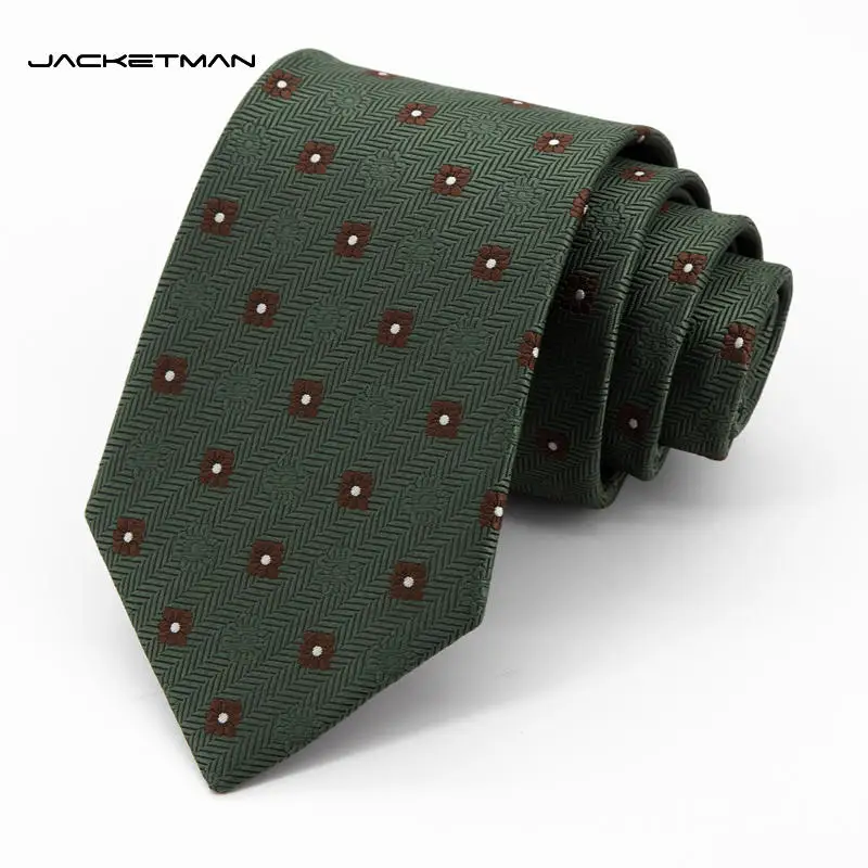 Jacketman Tie Men's Korean  Dark Green Fashion Coffee White Dots Personalized Retro Formal Fashion Wide Edition 8cm Style