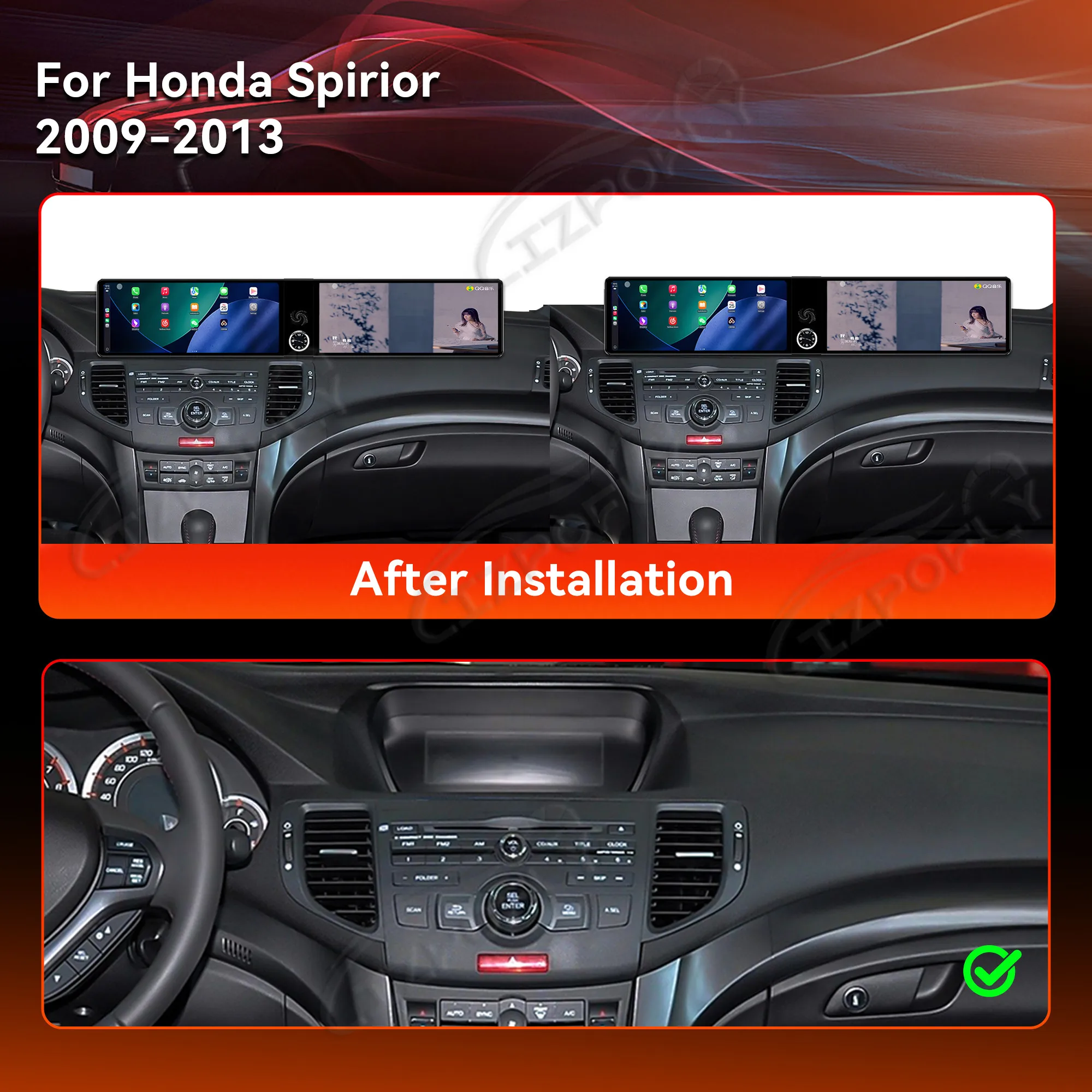 

13.3 Inch Android 13 Car Radio CarPlay For Honda Spirior 2009-2013 Touch Screen Multimedia Player GPS Navigation Head Unit