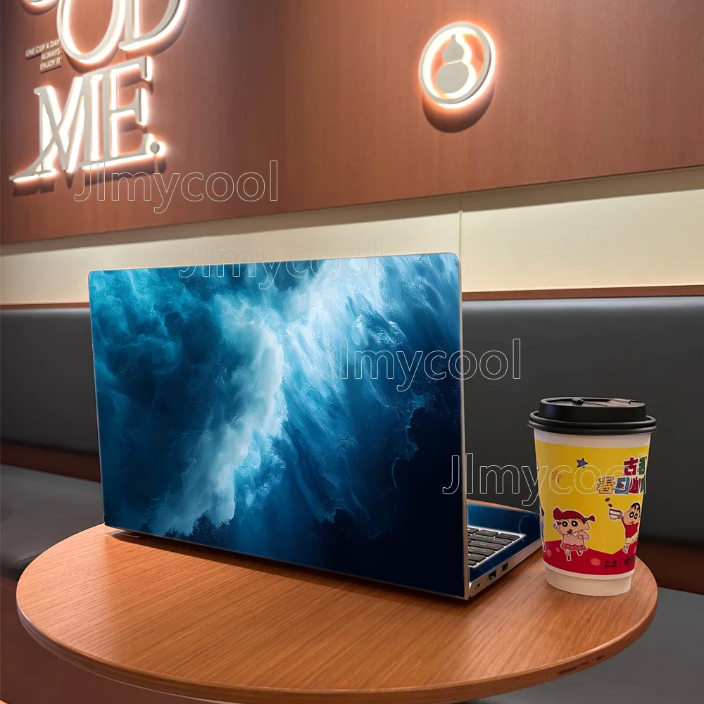 

2 Durable Blue Sea Water Waves High Quality Vinyl Laptop Stickers Art Scratch Protection Sticker for MacBook PC Chromebook
