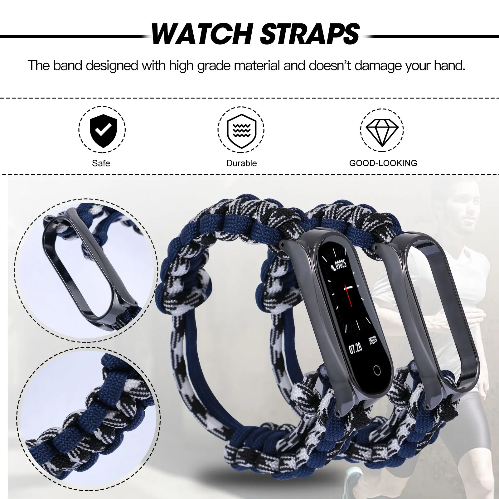 حزام ساعة بديل على شكل زهور باللون الأزرق الداكن لـ 5 سوار معصم خفيف الوزن للاستخدام اليومي #4