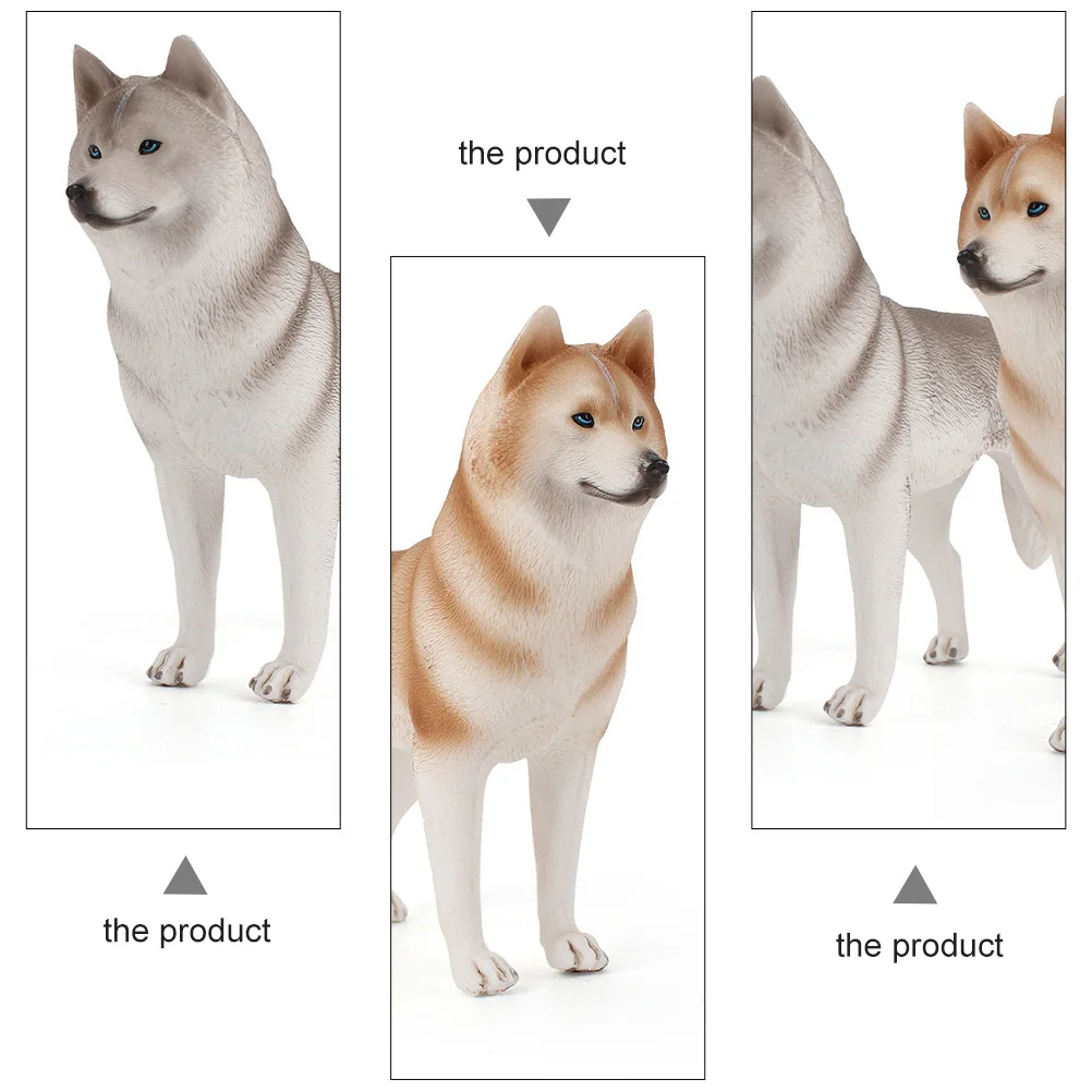 

2Pcs Simulated Dog Husky Animal Desktop Ornament Decoration Educational Gifts for Kids Home Office Dog Model Fake Husky
