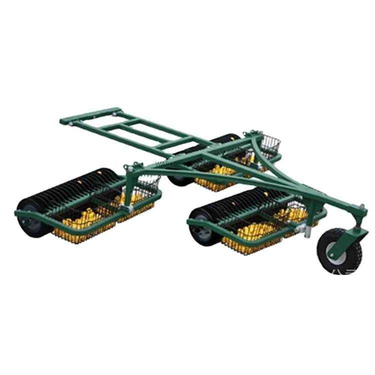 Оборудование для сбора поля для гольфа. 3-секционный комбайн для сбора мячей для гольфа с корзиной.