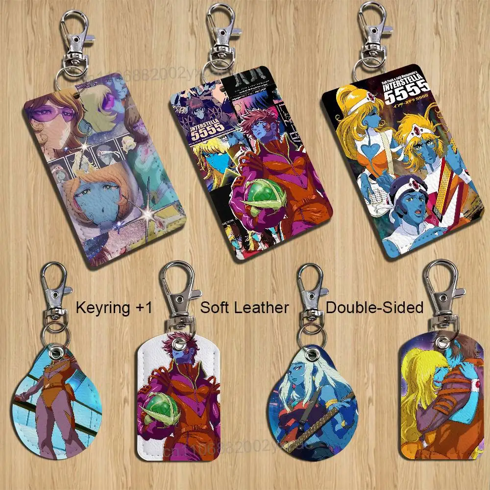 

blue Interstella 555 Daft Punk Holder For Bank Business Work Card Holder Student Card Case Bus Card Keychain