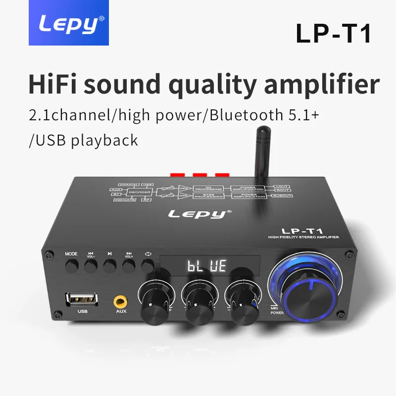LEPY-T1 30Wx2 + 60W مكبر للصوت عالي الطاقة 2.1 قناة سوبر باس مضخم صوت بلوتوث 5.1 محوري USB وظيفة التحكم عن بعد