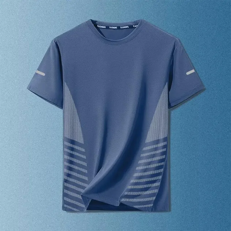 Summer Men's Quick Dry breathable T-Shirt Men's Half Sleeve Loose Breathable Fitness Running Large Size Sport Short Sleeve Top