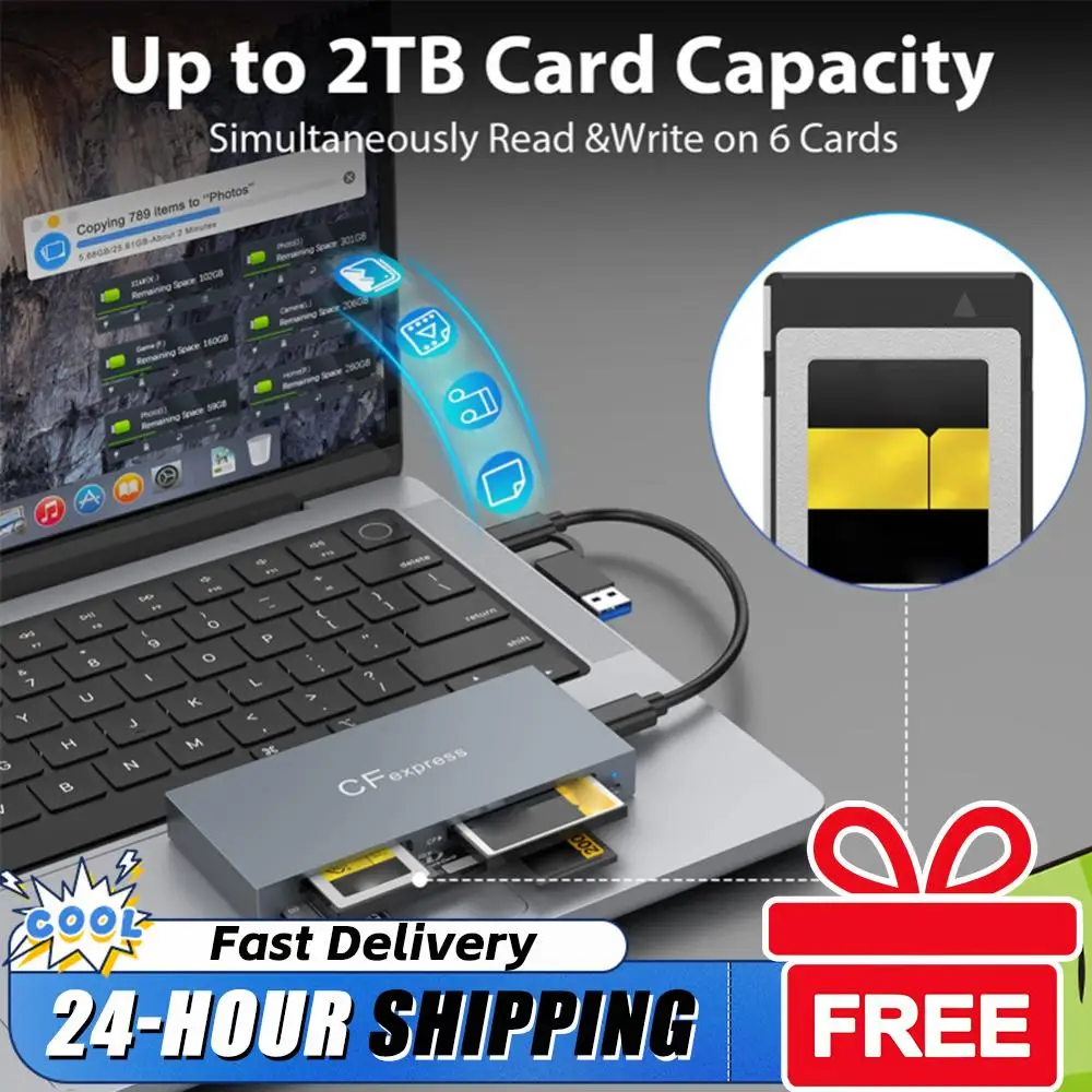 

Универсальный кардридер 6-в-1 для карт CFexpress Type B/CF/XD/MS/SD/TF с кабелем, для Windows XP OS