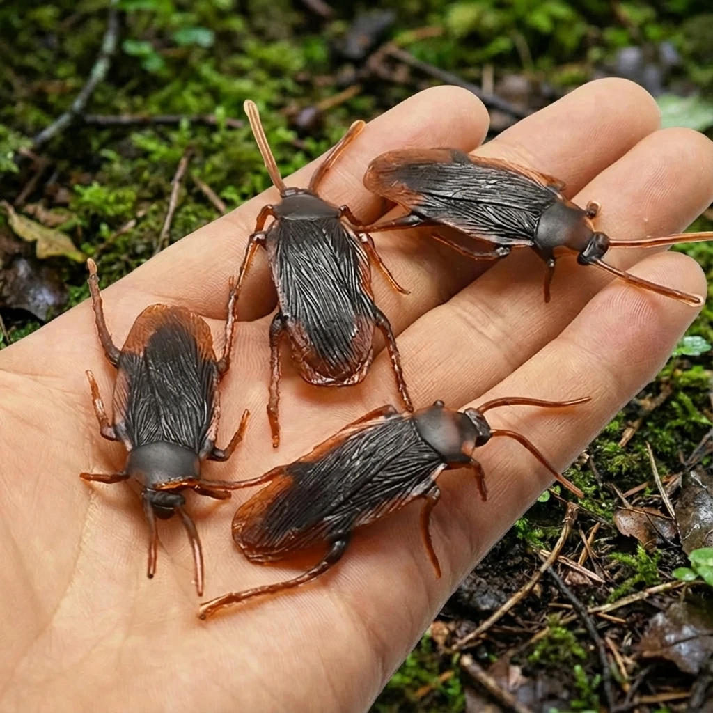 50 szt. Realistyczne sztuczne karaluchy gumowe zabawki do żartów, model symulacyjny, wyglądające jak prawdziwe karaluchy, śmieszny gadżet na Halloween