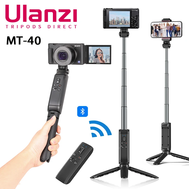 

Ulanzi MT-40 for Sony Canon Camera SmartphoneTripod Extendable Lightweight Wireless Bluetooth Selfie Stick Extend 1/4'' Monopod