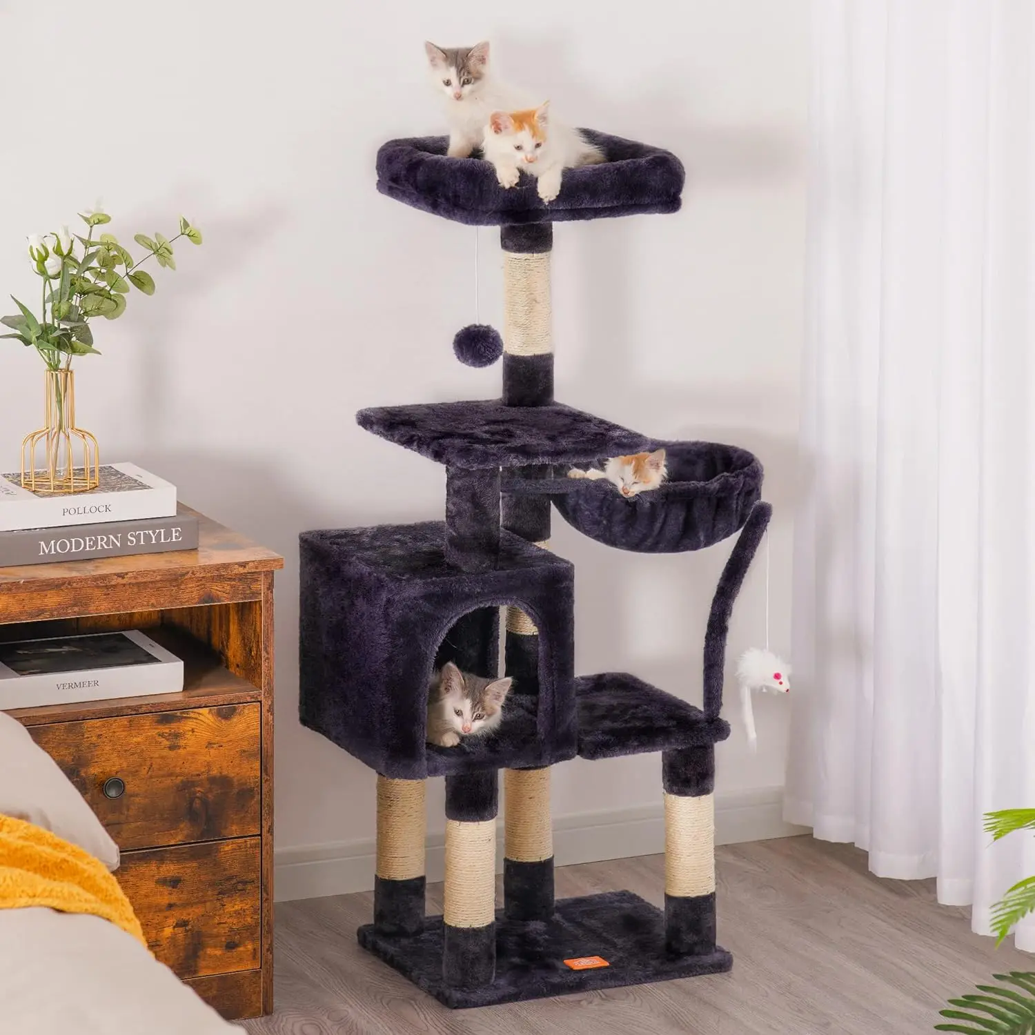 

Pet Cat Climbing Frame High Quality Wooden Sisal Cat Tower Scratching Post Cat Nest All-In-One Large Cat Climbing Toys