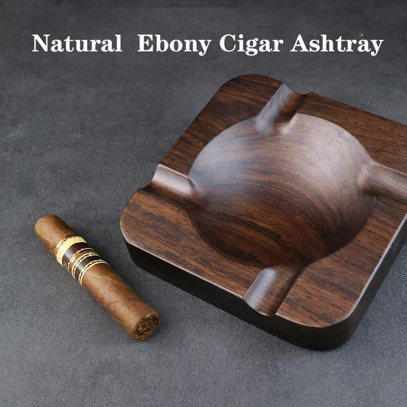 

2024 Natural Ebony Cigar Ashtray Gadgets 4 Slots Cigar Holder Ash Tobacco Cigarete Rack Ashtray Smoking Accessories