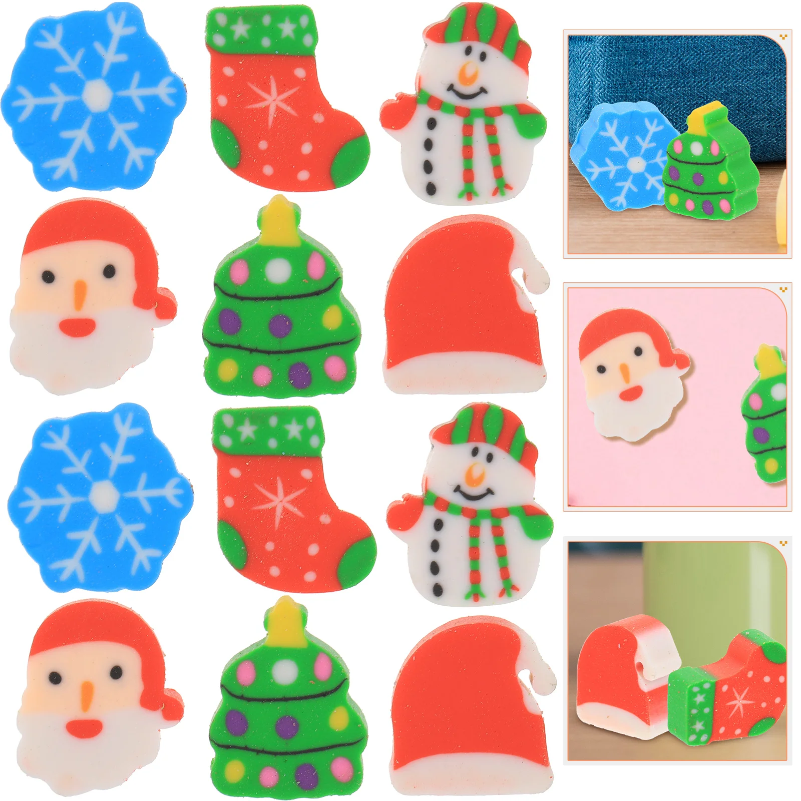 

Santa Claus Rubber Cute Erasers for Pencil Novelty Christmas School Portable Mini