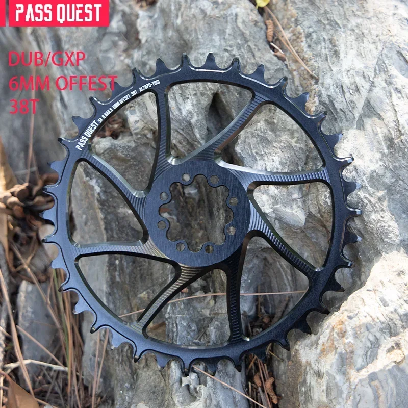 PASS QUEST- 6mm offset 8 Bolt Direct Mount Chainring Narrow Wide Chainring Chainring Round 38T-46T for 8 Bolt FORCE RE XX SL