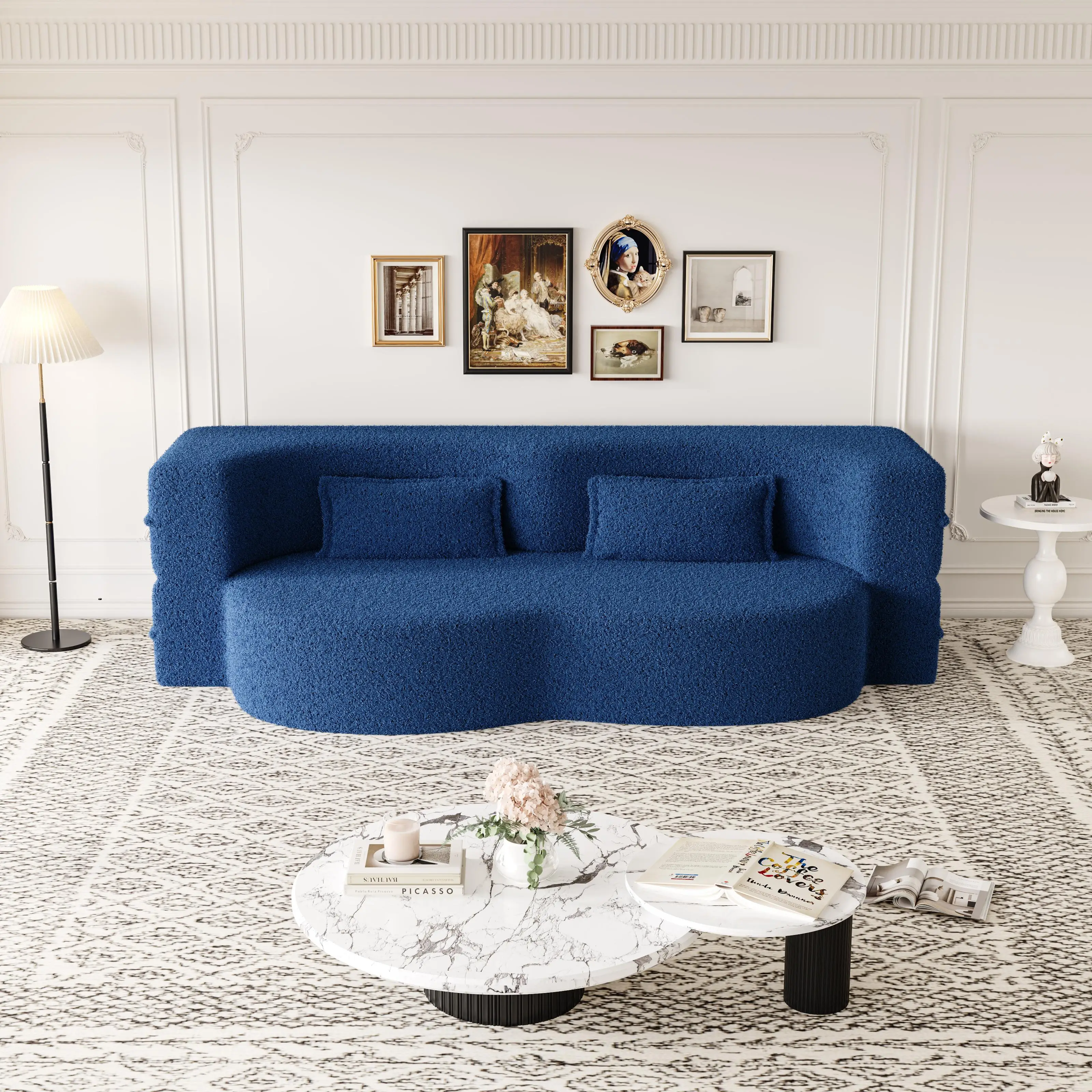 Modern One-Seater Teddy Fabric Foam-Filled Sofa Bed Convertible 15