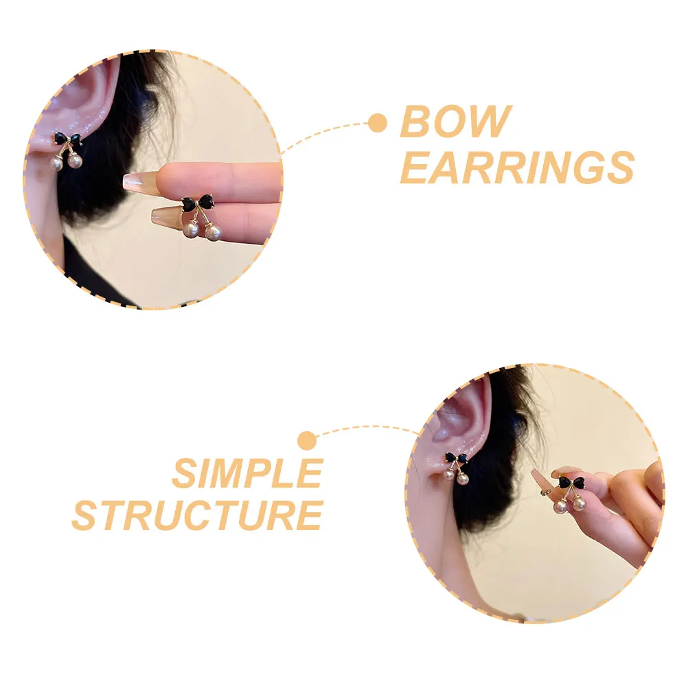 

Bow Earrings Alloy Tie Post Studs Jewelry Bowknot Dangle Hollow For Women Mini