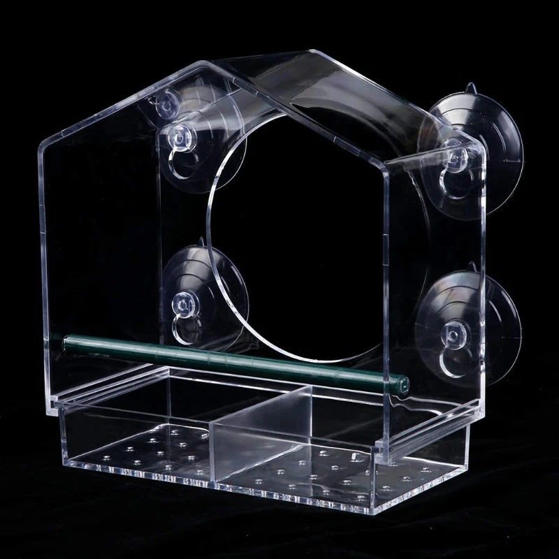 Clear Acrylic Bird Feeder with Strong Window Suction Cups Removable Seed Tray Large Outdoor Bird Feeder for Wild Birds Dropship