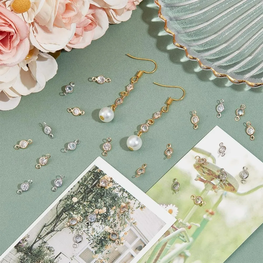 100 قطعة 2 ألوان شقة مستديرة جوهرة الميلاد السحر الزجاج حجر الراين الروابط كريستال سحر النحاس الماس موصلات السحر صنع عدة #2