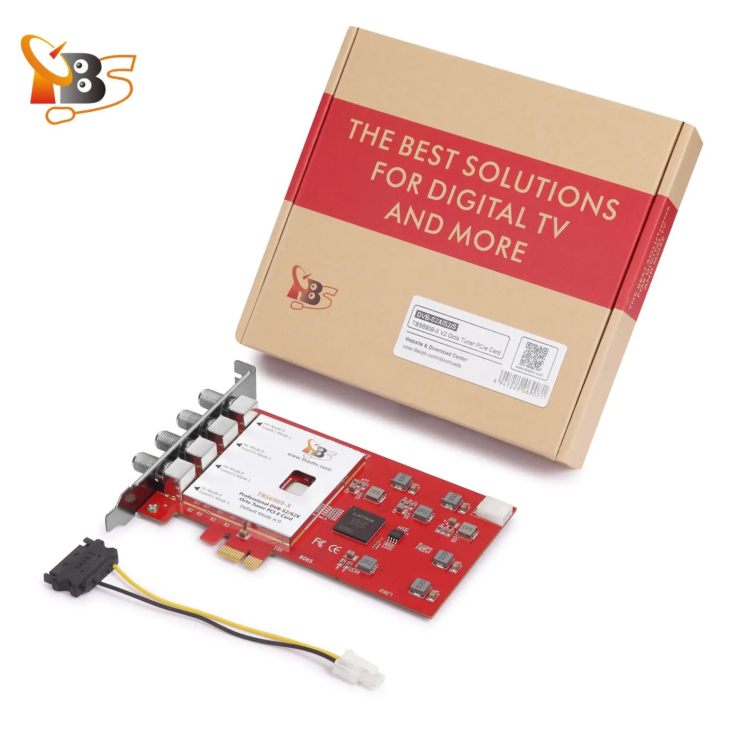 TBS6909X Scheda PCIe sintonizzatore TV DVB-S/S2/S2X 8 Octa per guardare e registrare canali FTA satellitari compatibili con TVheadend