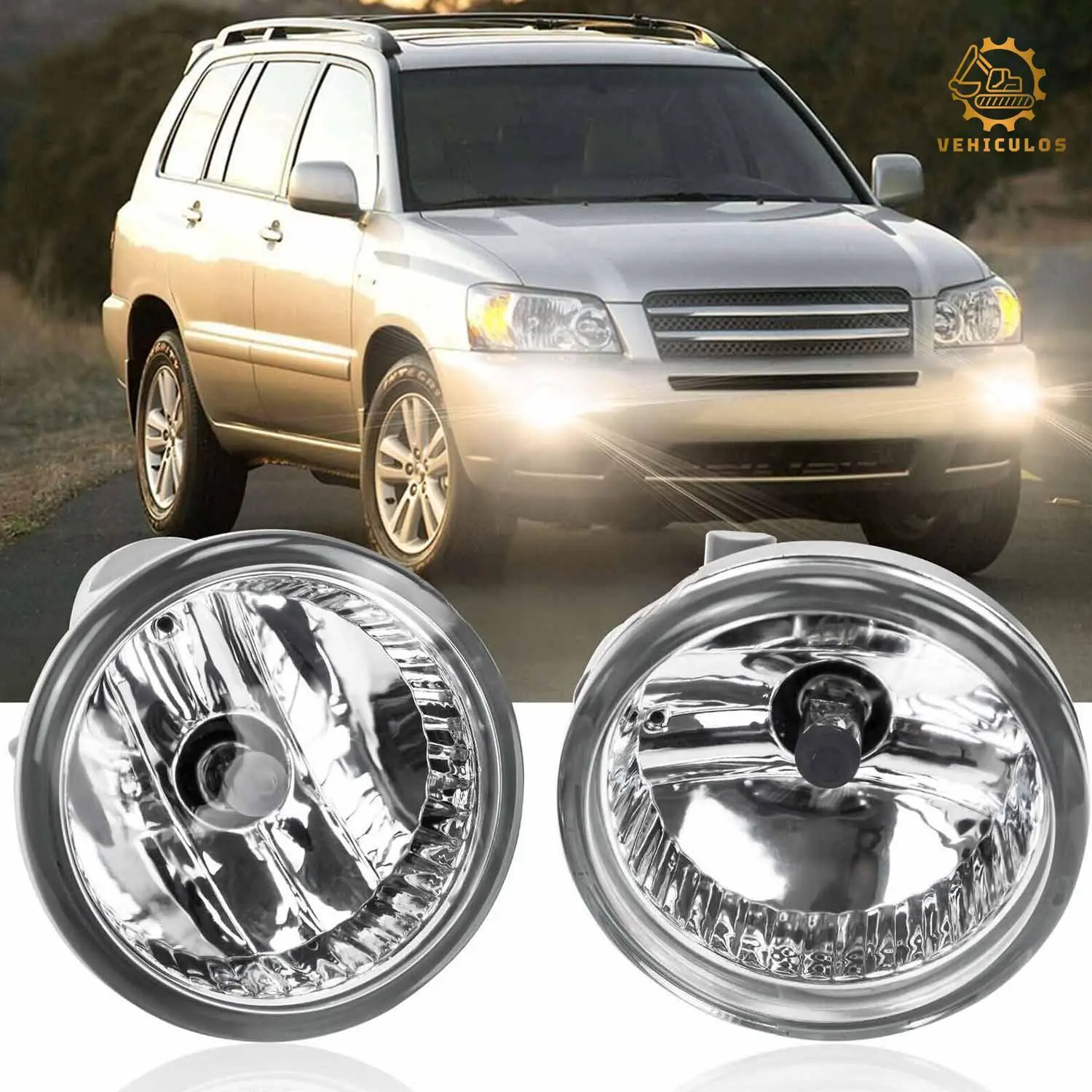 

1 пара передних противотуманных фар с галогенными лампами для Toyota Highlander 2004-2007 OE, сменные фары дальнего света послепродажного обслуживания 440 г
