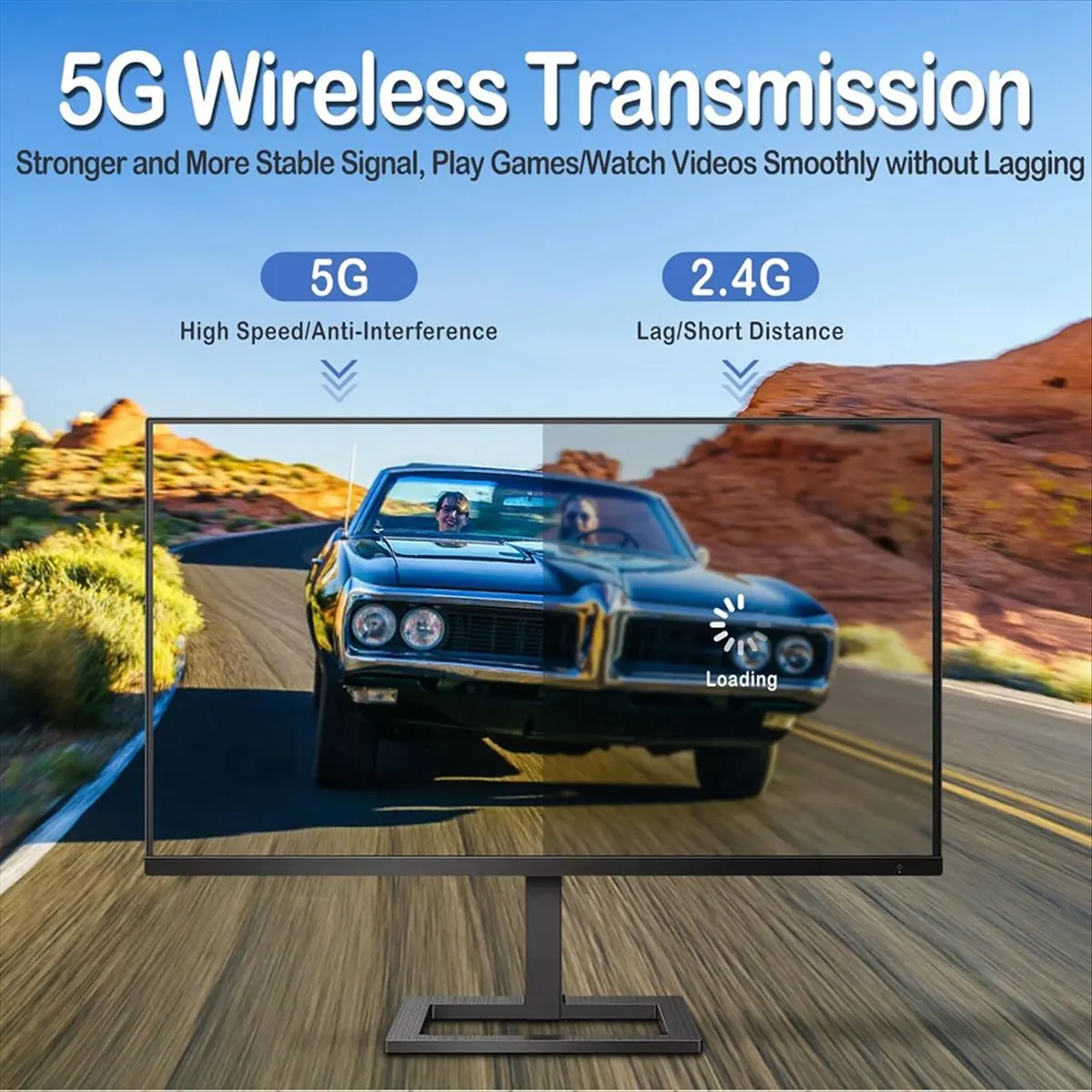 ☶❈＊♥AC1041-Wireless Transmitter and Receiver 2-in-1, 4K Decode 1080P Output Wireless 2.4G&5G Display Adapter Plug & Play