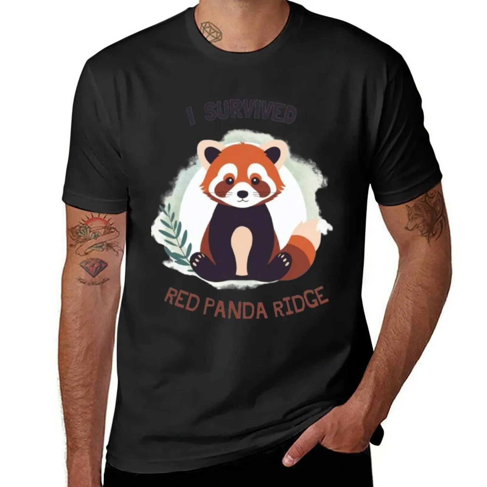 

Футболка I Survived Red Panda Ridge (1) с эстетической одеждой, синяя арховая мужская футболка, черные мужские футболки