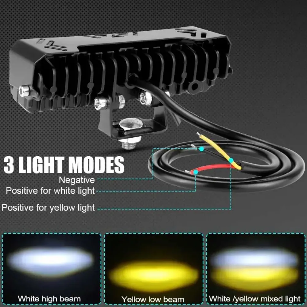 دراجة نارية LED الأضواء ثنائي اللون مرحبا/منخفضة شعاع الضباب ضوء العمل لشاحنات السيارات SUV UTV 12 فولت 24 فولت المصباح القيادة ضوء 4 عدسة