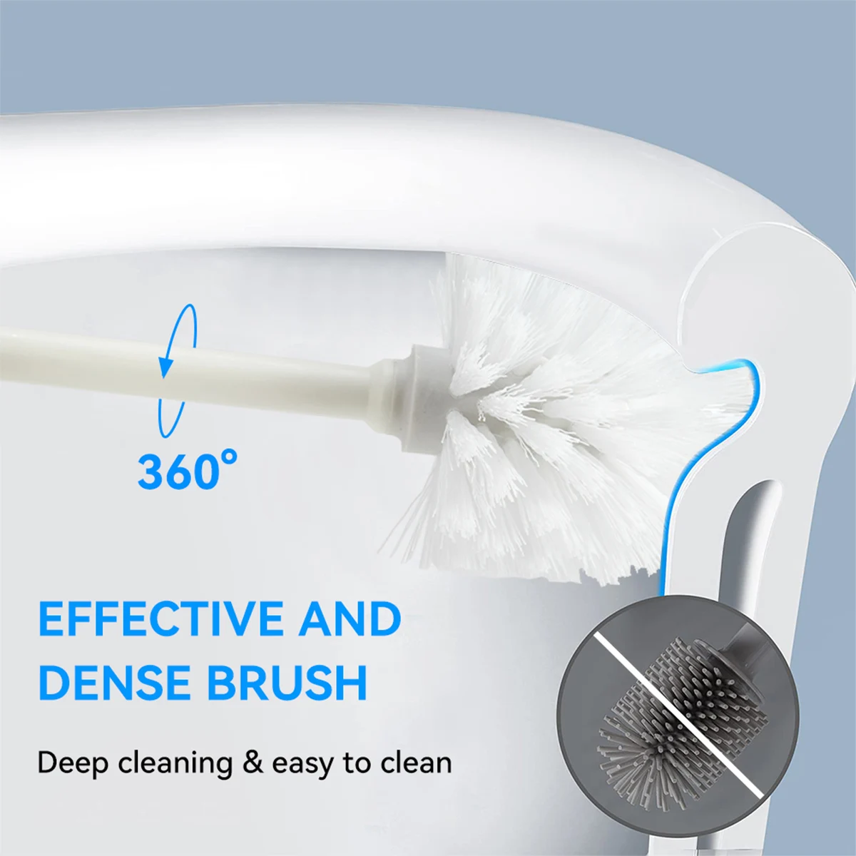 WORTHBUY Long Handle Toilet Brush With Standing Holder, Anti Splash Plastic Toilet Cleaning Brush For WC Barthroom Accessories