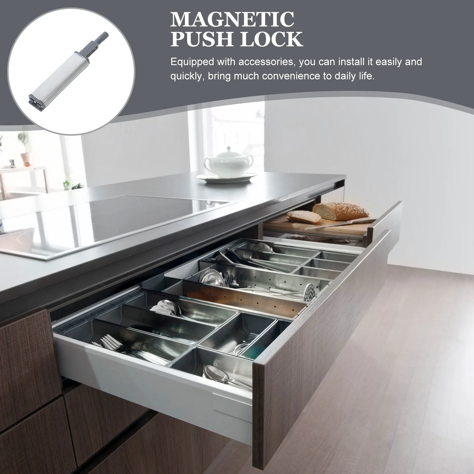 

6Pcs Push Open Cabinet Hardware Hidden Hinges Steel Shell Self Eject Design Silent Smooth Operation Kitchen Bathroom