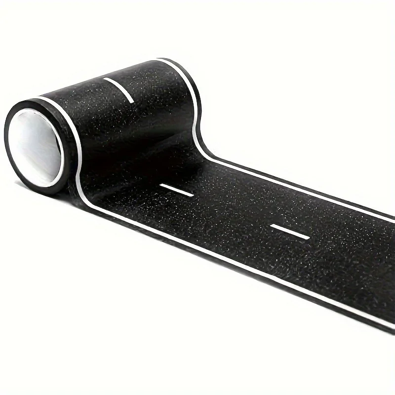 Reusable Cartoon Road Track Stickers Black Road Tape for Party Racing Decor Pre-Pasted Glitter Finish Auto-Themed Decoration