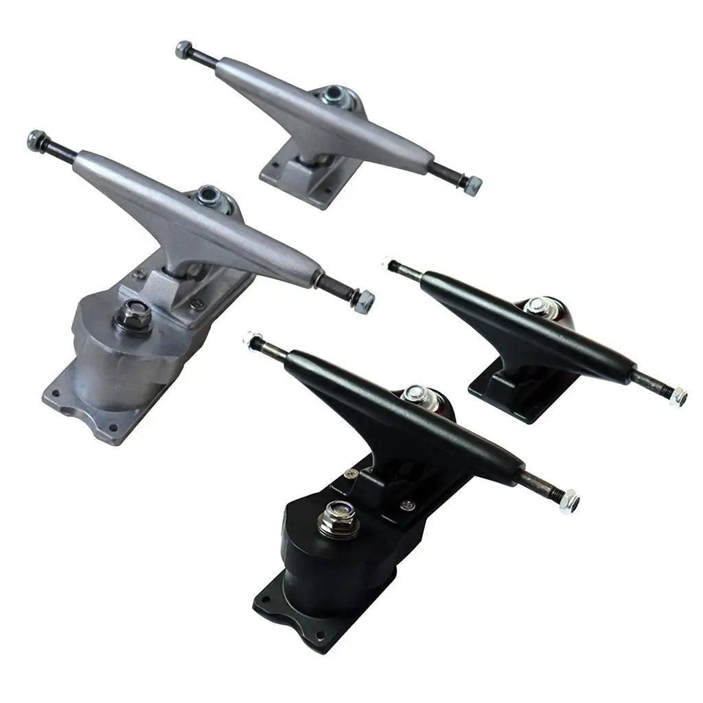 زوج واحد من شاحنات لوح التزلج مقاس 6.25 بوصة باللون الأسود/الفضي (شاحنتان) أجهزة تركيب البطانات لسطح اللوح الطويلة