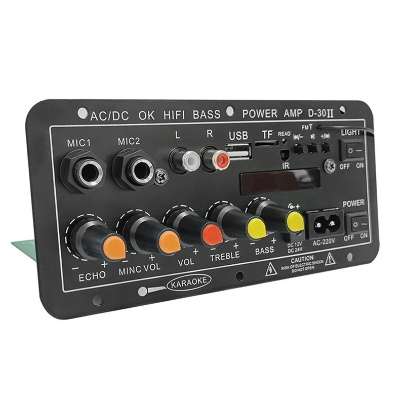 

12 В 24 В 220 В цифровой Bluetooth усилитель плата сабвуфер двойной микрофон караоке усилитель динамик театр DIY 30 Вт-ABRI