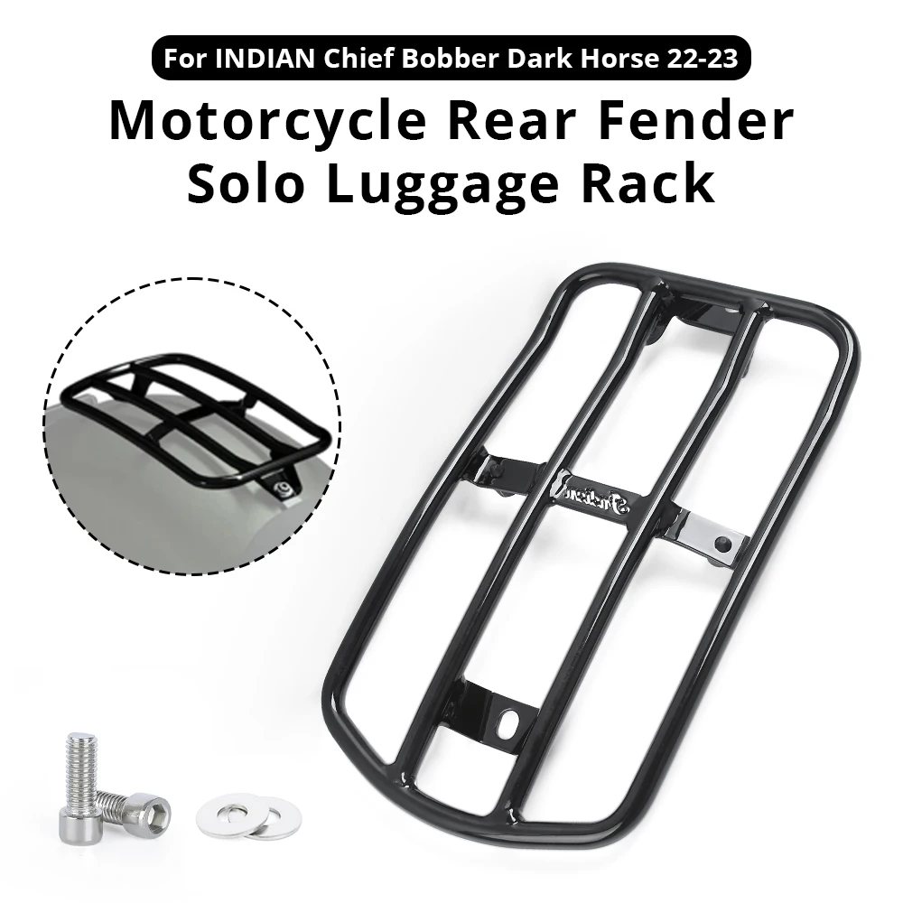 Motocicleta Preto Porta-bagagens, Traseiro Fender Solo Rack, Super Chefe Indiano, Bobber, Cavalo Escuro, Limitado, 2022, 2023